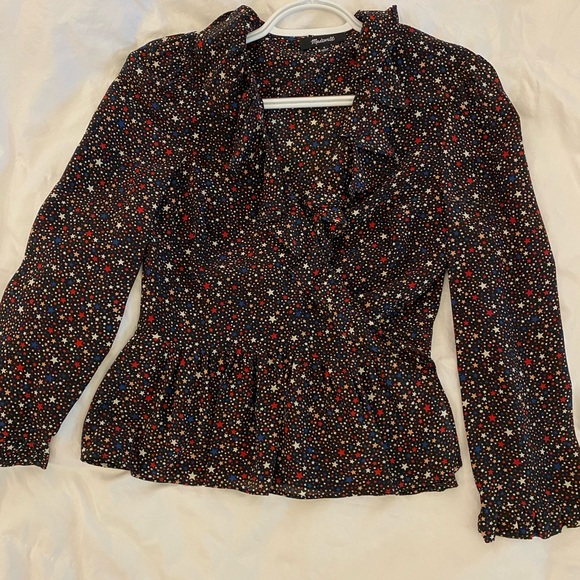 Madewell silk ruffle hem wrap top in starry night - Picture 2 of 3